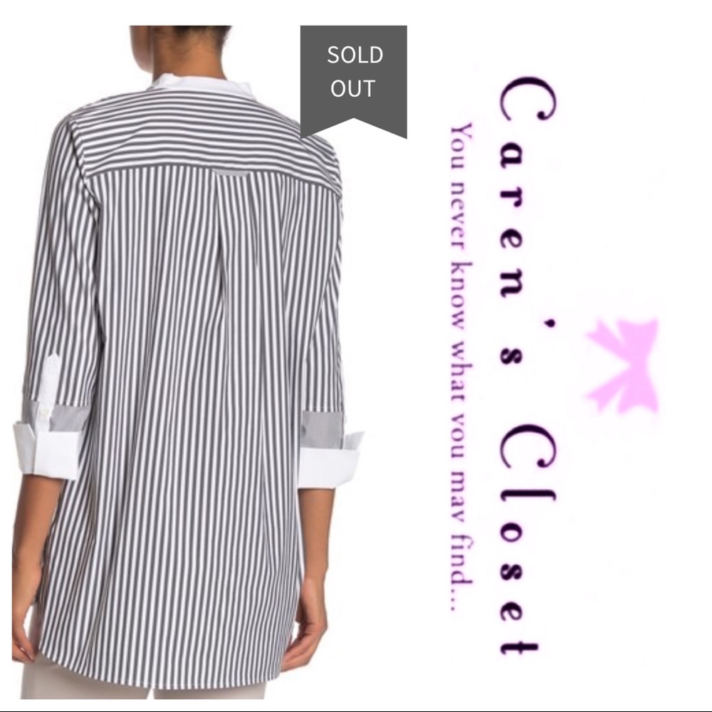 NWOT Lafayette 148 Marianna Saxony Stripe Blouse - Picture 2 of 6